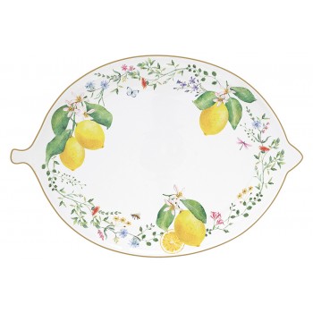 Блюдо, 30х21,5 см, фарфор P, овальное, белое, Цветы и лимоны, Fleurs et Citrons