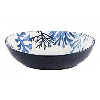 Салатник, 32х26 см, 3 л, керамика К, белый, овальный, Синие кораллы, Blue Coral