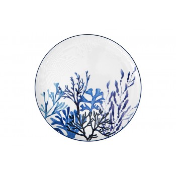 Блюдо, 36 см, керамика К, белое, круглое, Синие кораллы, Blue Coral