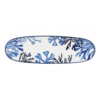 Блюдо, 40х12,5 см, керамика К, белое, овальное, Синие кораллы, Blue Coral
