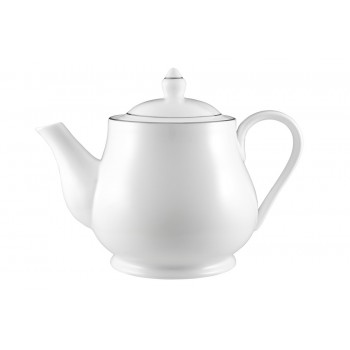 Чайник заварочный, 1 л, фарфор P, белый, с серебристым кантом, White Platinum