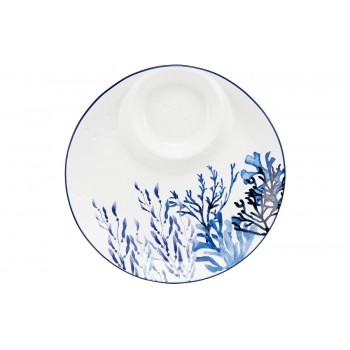 Блюдо, 32 см, керамика К, белое, круглое, Синие кораллы, Blue Coral